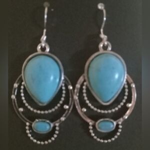Turquoise Silver Dangle Earrings